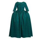 18th Century Inspired - Marie Antoinette Style Green Brocade Dress by Halloweez - Halloweez